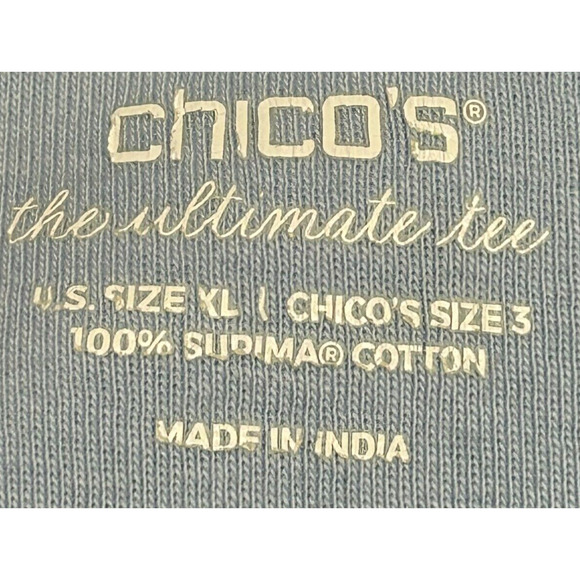 Chicos Top Womens 3 XL 16 Blue Ultimate Tee V Neck 100% Supima Cotton Blouse - Picture 5 of 7